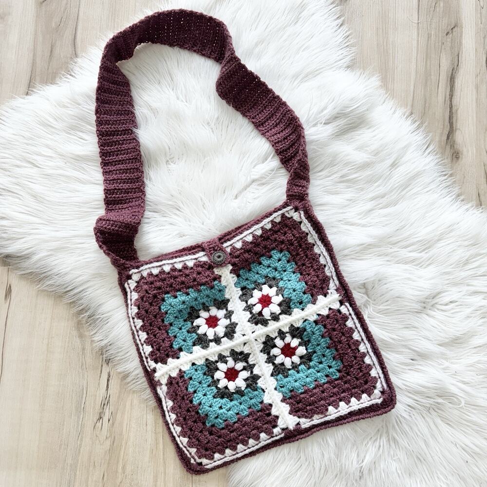 Miramara Crocheted Granny Square Shoulder Bag Bohemian